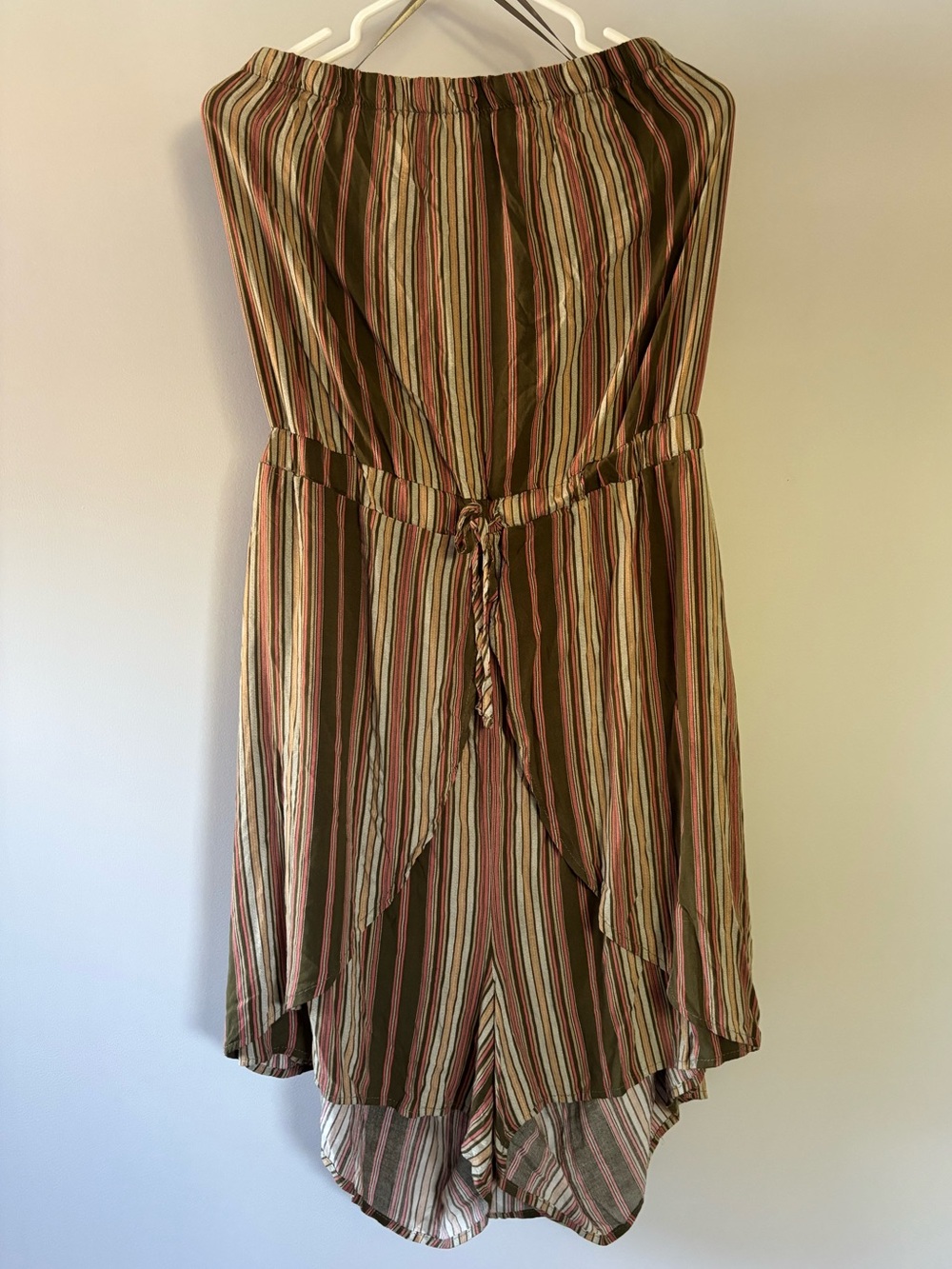 Lily Morgan Striped Strapless Summer Romper in Green, Yellow and Pink